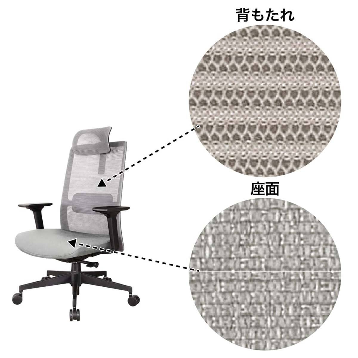 デスクチェア(アトム エアシート BK/LGY)【島忠ホームズ商品
