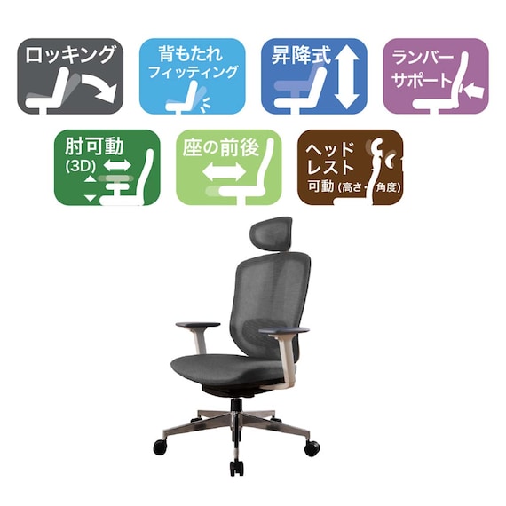 デスクチェア(エアロ WH/GY)【島忠ホームズ商品】 26枚目画像