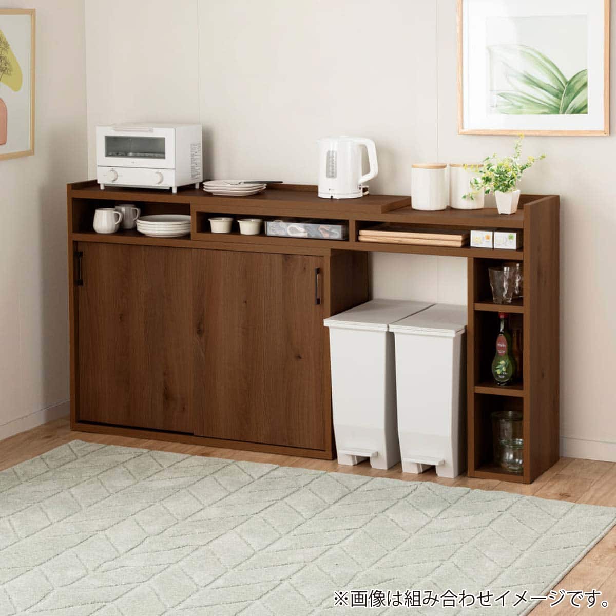 薄型伸長カウンター(イクス 幅120-210cm BR)【島忠ホームズ商品