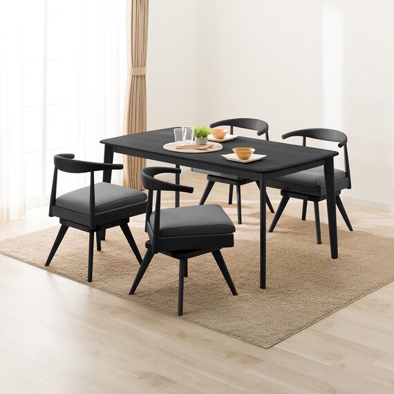 ダイニングテーブル5点セット(Nコレクション T-01 150 BK/チェア C-011S BK/NSF-MGY) 11枚目画像