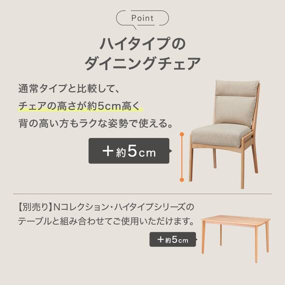 【座面高51cm】ソファのような座り心地ハイタイプダイニングチェア(Nコレクション C-27 NA/NSF-BE) 3枚目画像