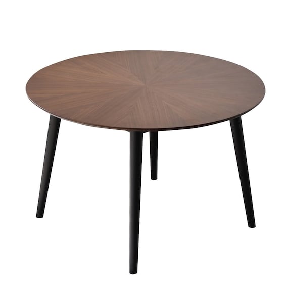 美しい木目が特徴の円形テーブル (幅110cm 木目ブラウン) 1枚目画像