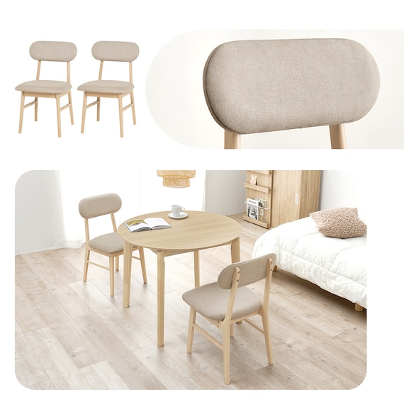 背もたれフィットのチェア 2脚セット (NA/BE) 2枚目画像