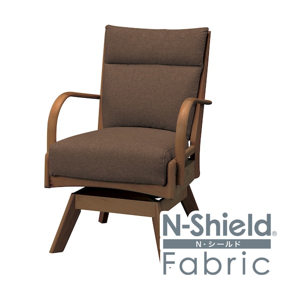 ソファのような座り心地のポケットコイルダイニング回転チェア(Nコレクション C-27S 肘付き MBR/NSF-BR) 1枚目画像