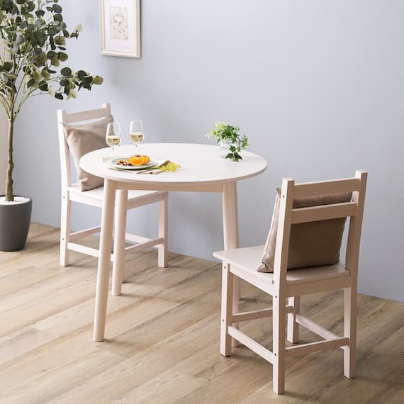 パイン円形ダイニング3点セット (WW) 1枚目画像