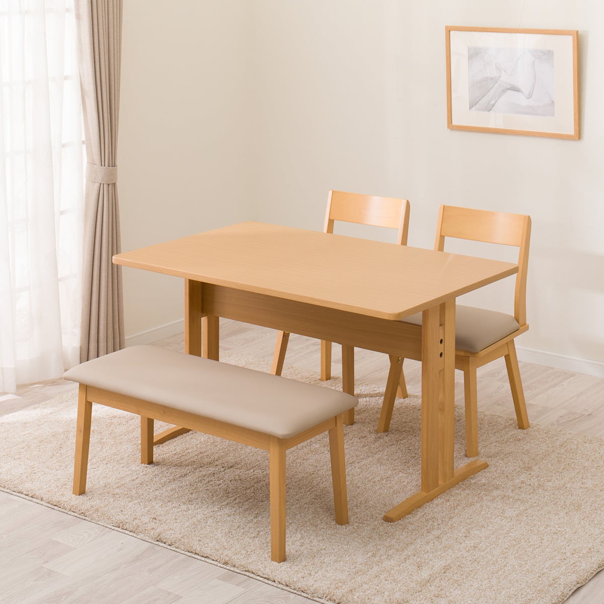 ダイニングテーブル4点セット(TLEG SI01 GN 120/回転式 SI01A GN