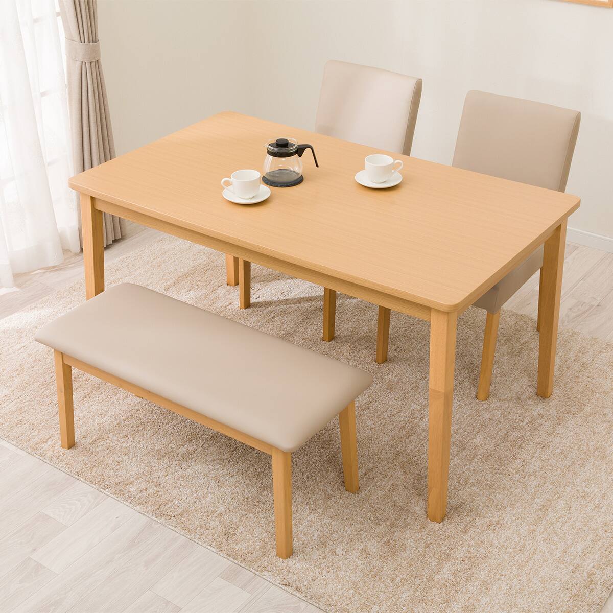 ダイニングテーブル4点セット(4LEG SI01 GN 120/SI01B GN/ベンチ SI01