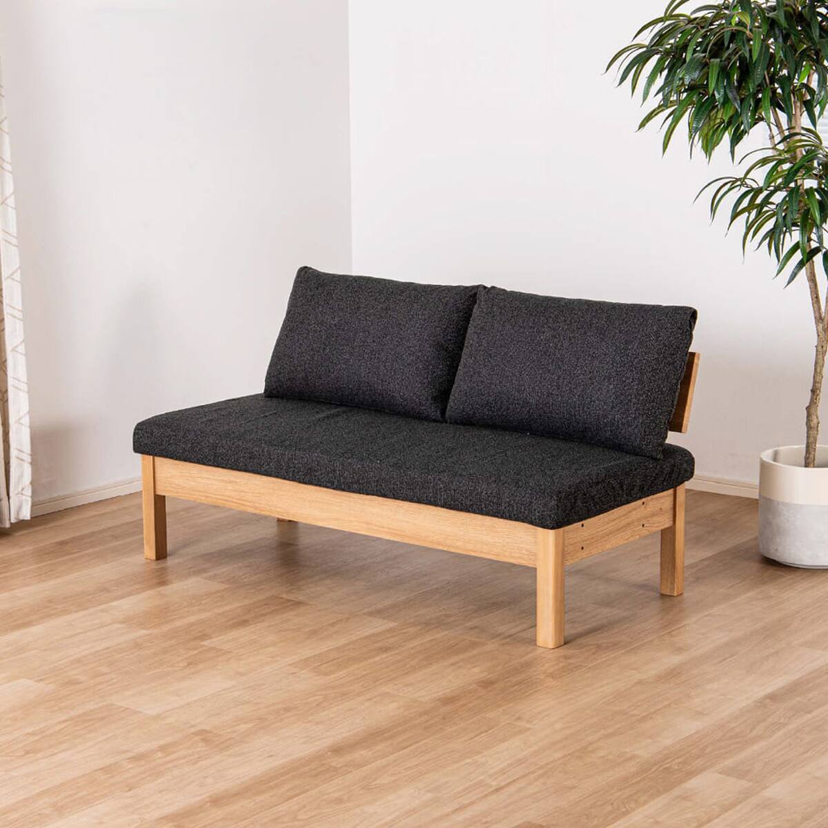 LDソファ(ファム2 LDソファ150 NA+チェア用カバー150 BK)【島忠