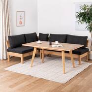 LD3点セット(ファム2 LDテーブル 150 NA+LDソファ150 NA+肘NA+2150チェア用カバーBK) 【島忠ホームズ商品】