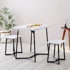 大理石調ダイニング3点セット (MRD ホワイト) 2枚目画像