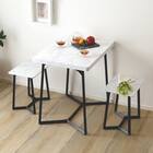 大理石調ダイニング3点セット (MRD ホワイト) 3枚目画像