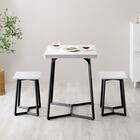 大理石調ダイニング3点セット (MRD ホワイト) 4枚目画像