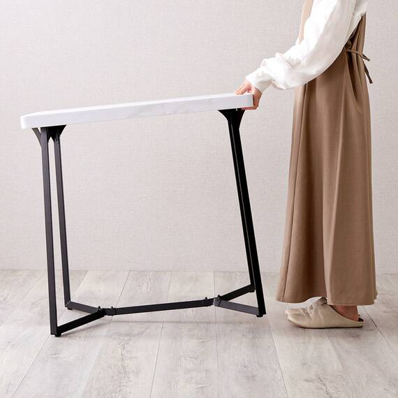 大理石調ダイニング3点セット (MRD ホワイト) 5枚目画像