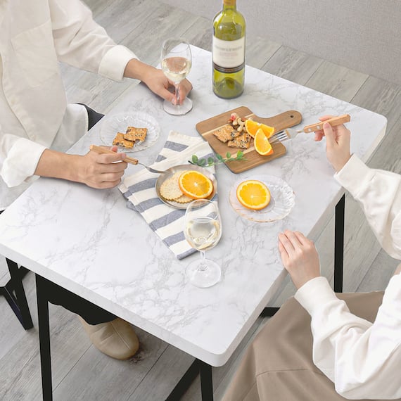 大理石調ダイニング3点セット (MRD ホワイト) 7枚目画像