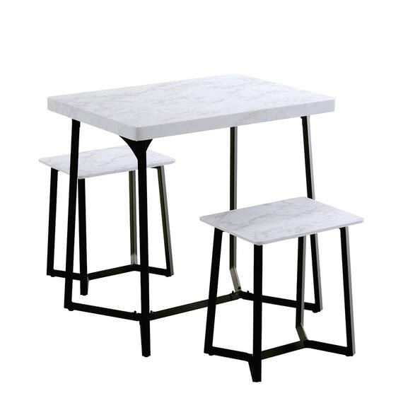 大理石調ダイニング3点セット (MRD ホワイト) 13枚目画像