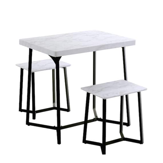 大理石調ダイニング3点セット (MRD ホワイト) 13枚目画像