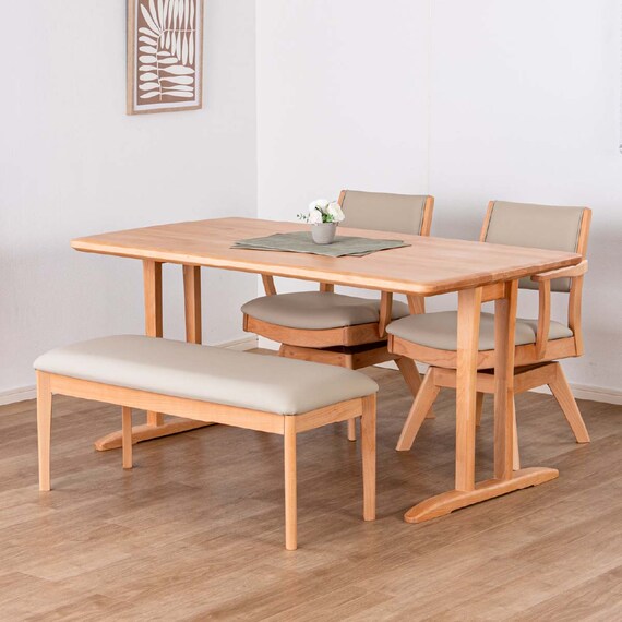 ダイニングテーブル4点セット(SDT-001 幅150cm NA/SDT-001 2本脚 NA/SC-001AT NA/SB-001 NA)【島忠ホームズ商品】 1枚目画像