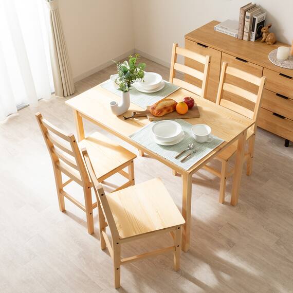 パイン天然木ダイニング5点セット 1枚目画像