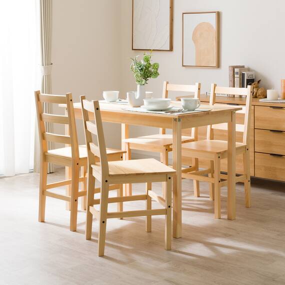 パイン天然木ダイニング5点セット 8枚目画像