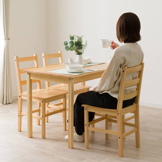 パイン天然木ダイニング5点セット 11枚目画像