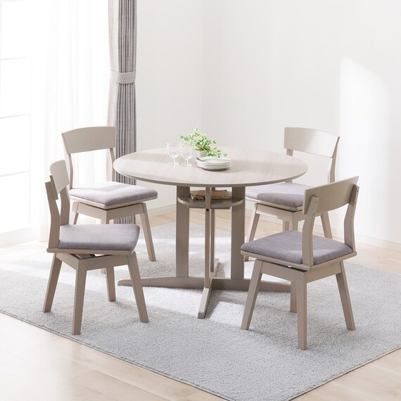 ダイニングテーブル5点セット(円形 105 SJ601N/DC回転式 GY) 1枚目画像