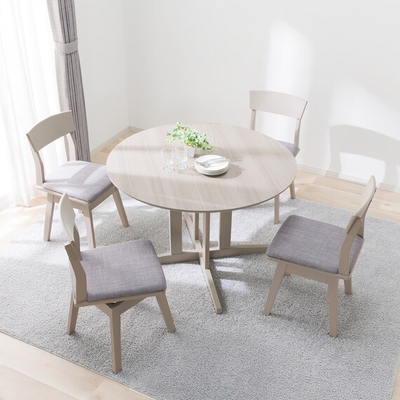 ダイニングテーブル5点セット(円形 105 SJ601N/DC回転式 GY) 2枚目画像