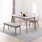 ダイニングテーブル4点セット(DT 4LEG 120 SJ601N/DC回転式/ベンチ GY) 1枚目画像