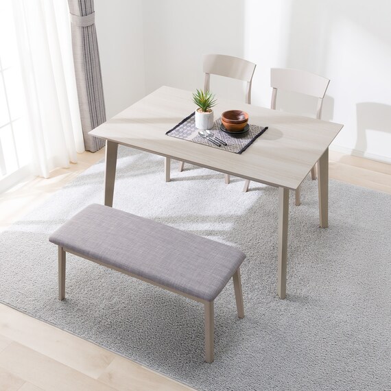 ダイニングテーブル4点セット(DT 4LEG 120 SJ601N/DC回転式/ベンチ GY) 2枚目画像