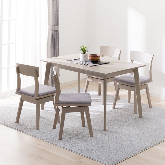 ダイニングテーブル5点セット(DT 4LEG 120 SJ601N/DC回転式 GY) 1枚目画像