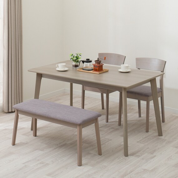 ダイニングテーブル4点セット(DT 4LEG 135 SJ601N/DC/ベンチ GY） 1枚目画像