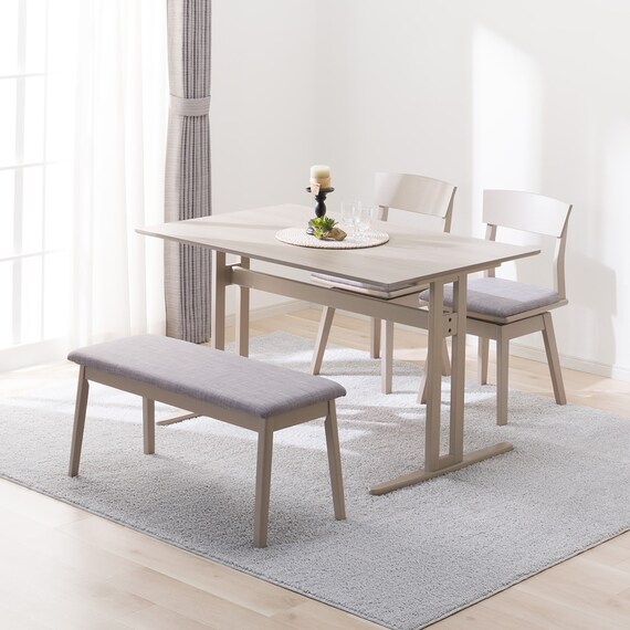 ダイニングテーブル4点セット(DT T-LEG 120 SJ601N/DC回転式/ベンチ GY) 1枚目画像