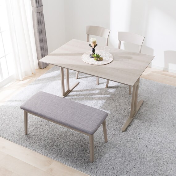 ダイニングテーブル4点セット(DT T-LEG 120 SJ601N/DC回転式/ベンチ GY) 2枚目画像