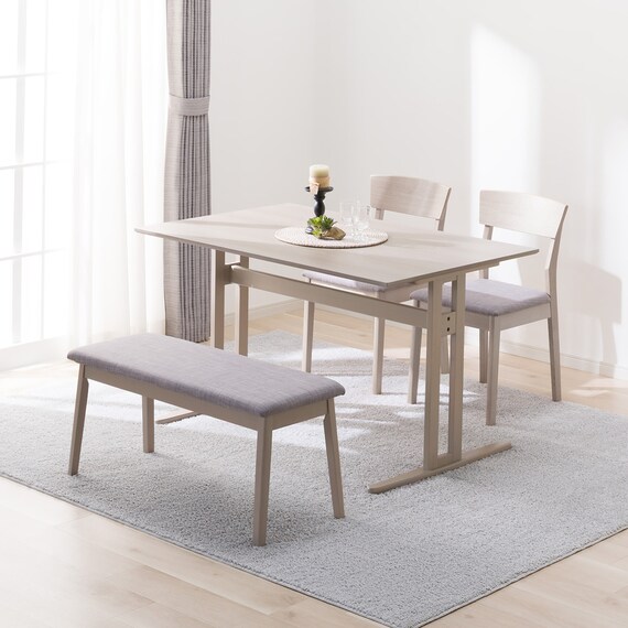 ダイニングテーブル4点セット(DT T-LEG 120 SJ601N/DC/ベンチ GY） 1枚目画像