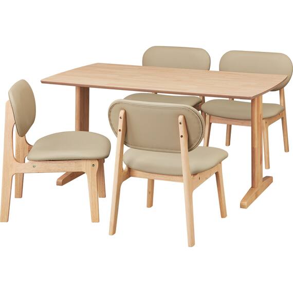 リビングダイニング5点セット(RX001 テーブル140 NA/チェア NA/BE) 1枚目画像