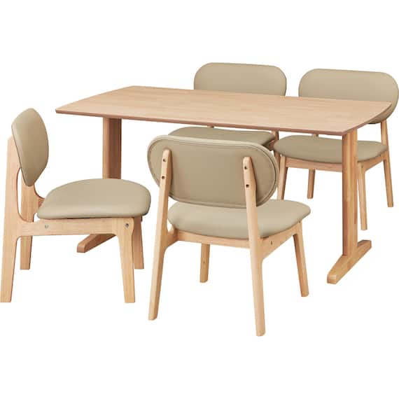 リビングダイニング5点セット(RX001 テーブル140 NA/チェア NA/BE) 1枚目画像