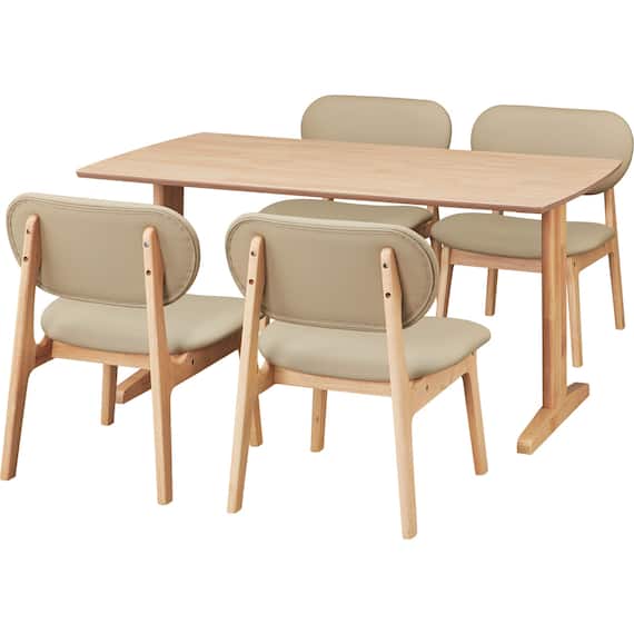 リビングダイニング5点セット(RX001 テーブル140 NA/チェア NA/BE) 2枚目画像