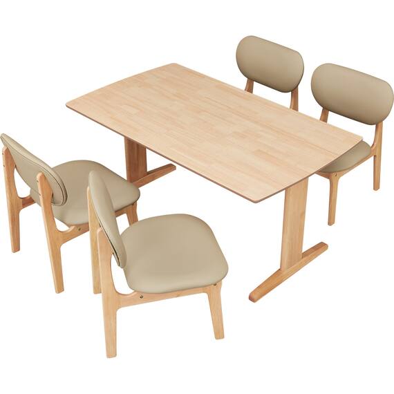 リビングダイニング5点セット(RX001 テーブル140 NA/チェア NA/BE) 3枚目画像