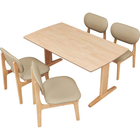 リビングダイニング5点セット(RX001 テーブル140 NA/チェア NA/BE) 3枚目画像