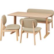 リビングダイニング4点セット(RX001 テーブル140 NA/1P・2Pチェア NA/BE)