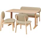 リビングダイニング4点セット(RX001 テーブル140 NA/1P・2Pチェア NA/BE) 1枚目画像