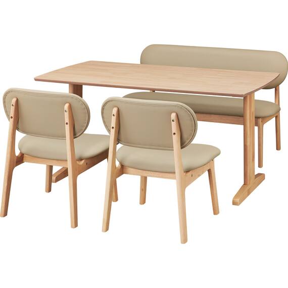 リビングダイニング4点セット(RX001 テーブル140 NA/1P・2Pチェア NA/BE) 2枚目画像