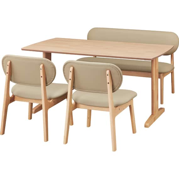 リビングダイニング4点セット(RX001 テーブル140 NA/1P・2Pチェア NA/BE) 2枚目画像