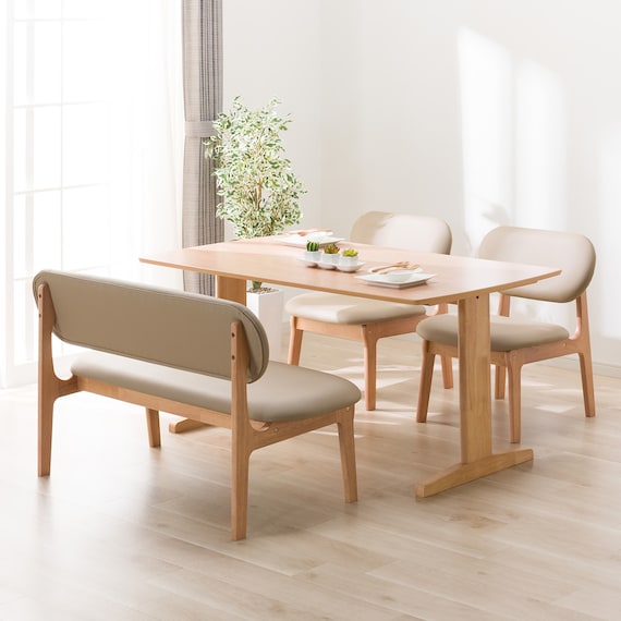 リビングダイニング4点セット(RX001 テーブル140 NA/1P・2Pチェア NA/BE) 8枚目画像