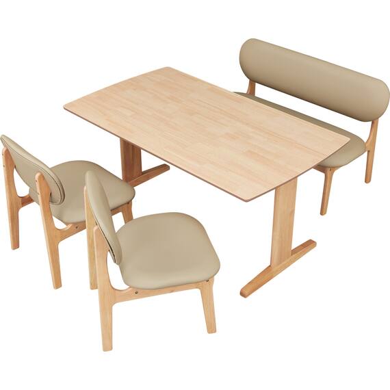 リビングダイニング4点セット(RX001 テーブル140 NA/1P・2Pチェア NA/BE) 3枚目画像