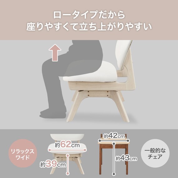 傷・汚れに強い 回転式ダイニングチェア(リラックスワイド2 Nシールド WW/WH) 5枚目画像