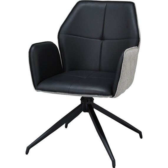 回転式ダイニングチェア(SH102 肘付き BK/LGY) 1枚目画像