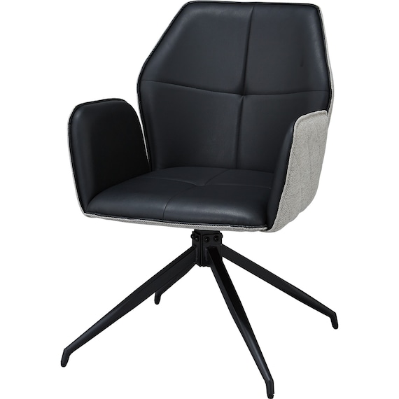 回転式ダイニングチェア(SH102 肘付き BK/LGY) 1枚目画像