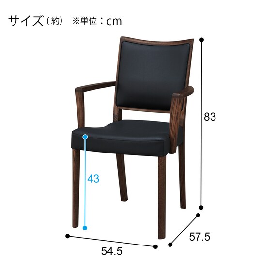 ダイニングチェア(ダンテ2 肘付きC19740K BR/317) 7枚目画像