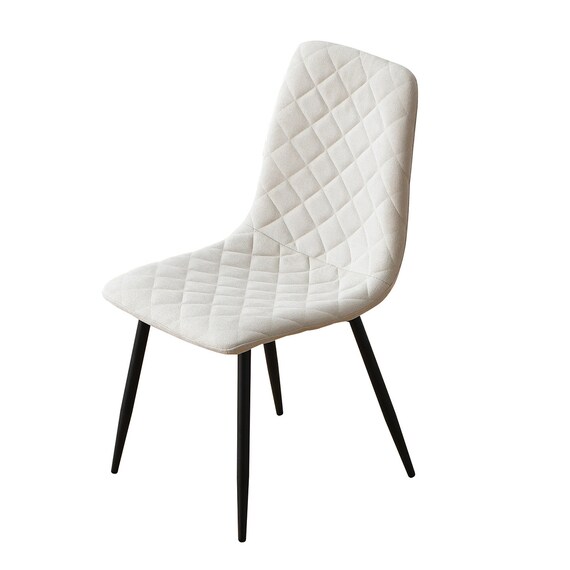 ダイヤステッチチェア ファブリック 2脚セット (CRS アイボリー) 2枚目画像