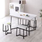 大理石調ダイニング5点セット (MRD ホワイト) 1枚目画像